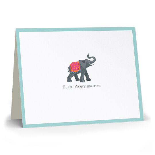 Elephant with Border Folded Note Cards